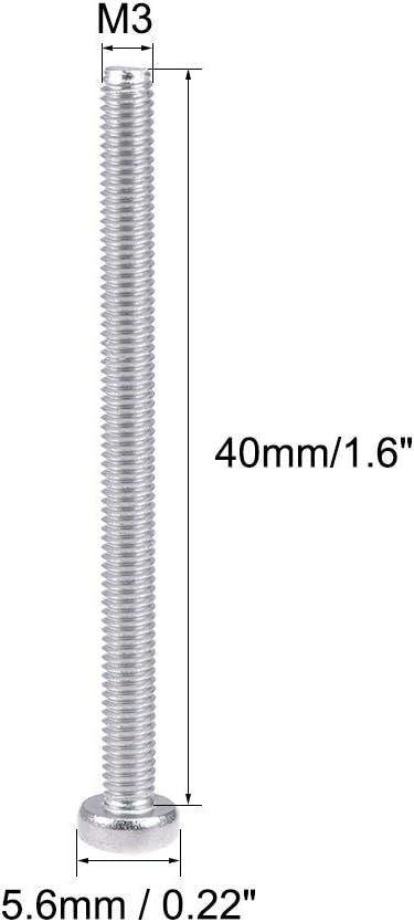 sourcing map M3x40mm Machine Screws Pan Phillips Cross Head Screw 304 Stainless Steel Fasteners Bolts 100Pcs - Image 4
