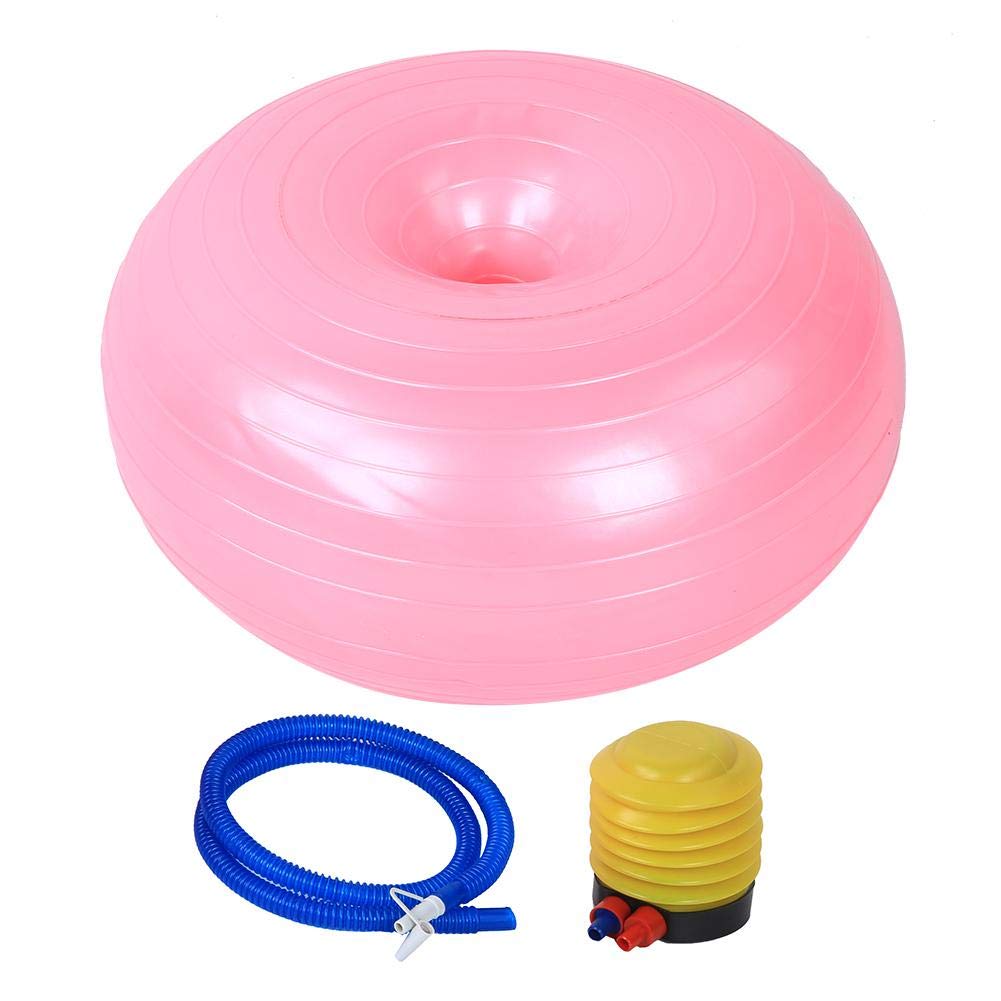 Inflatable Yoga Doughnut Shape Exercise Ball, 50cm Seating Exercise Yoga Gym Training Ball in Pink