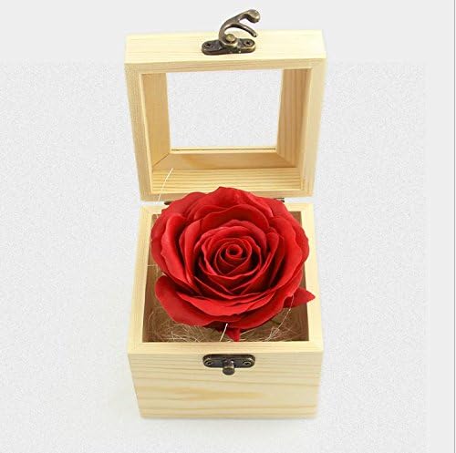 Butylee Hand-Carved Flora Scented Bath Soap Rose Flower, Plant Essential Oil Soap with Wooden Box-Red