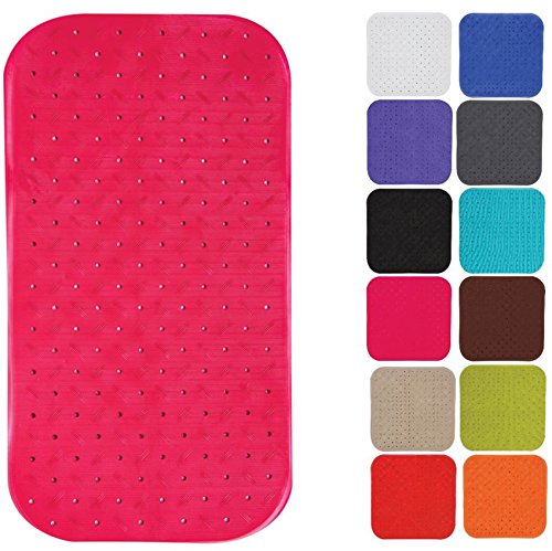 MSV Premium Shower Mat Bath Mat Antibacterial Non-Slip with Suction Cups Pink Scented of Roses 36 x 76 cm Washable at 60 °C Large