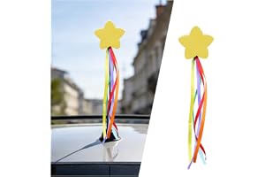 Zpana Star Car Antenna Topper, Vehicle Roof Antenna Ball with Ribbon for Easy to Find in the Parking Lot, Funny Automotive Toppers Exterior Decorations, Universal for SUV Van Truck (Yellow)