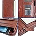 IVESIGN Faux Leather Briefcase Business Padfolio Portfolio with Calculator and Writing Pad, Professional Interview Padfolio with Zippered Closure, Interior 10.1 Inch Tablet Sleeve Brown