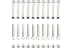 CEEYSEE 50Pcs(25Set) Silvery Chicago Screws Assorted Kit M5 x 45mm Nail Rivet Chicago Button for DIY Leather Decoration Bookbinding Round Flat Head Stud Screw (M5 x 45mm)