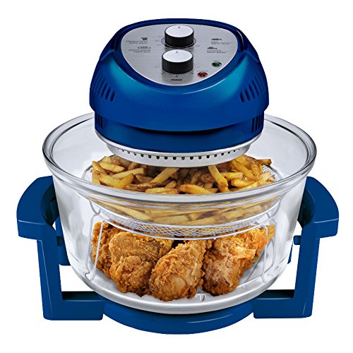 Big Boss Oil-less Air Fryer, 16 Quart, 1300W, Easy Operation with Built in Timer, Dishwasher Safe, Includes 50+ Recipe Book - Blue