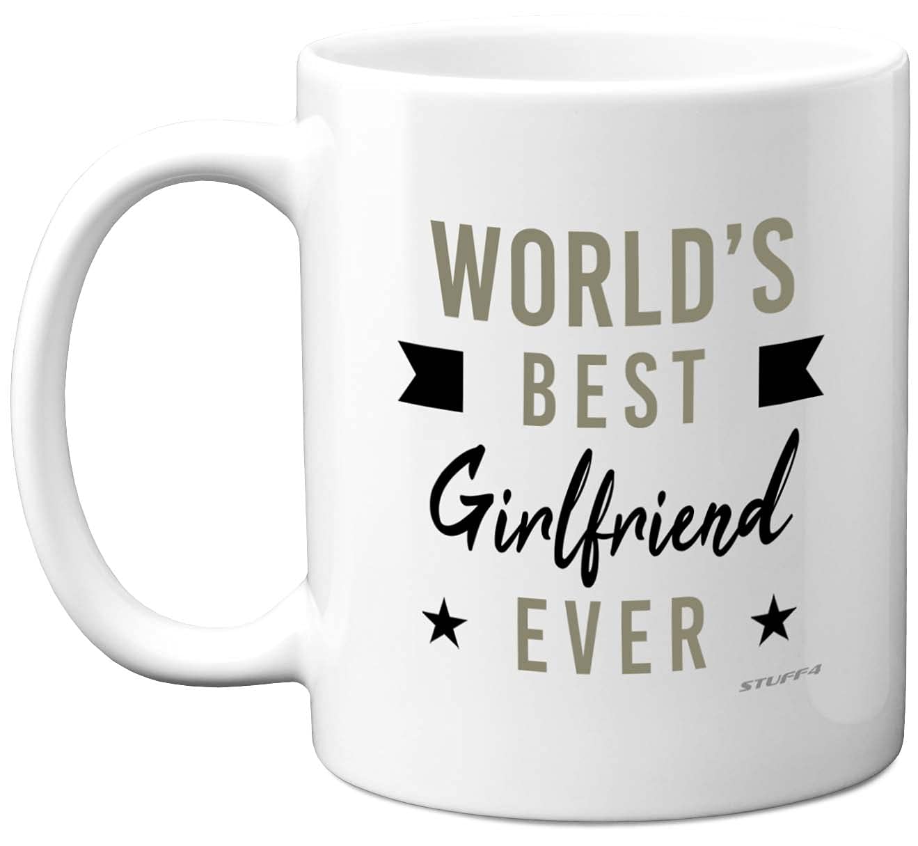 Stuff4 Anniversary Mugs for Her - Worlds Best Girlfriend Ever Mug - Girlfriends Birthday Gifts, Valentines Day Present, Gift Ideas for Women, 11oz Ceramic Dishwasher Microwave Safe Coffee Mugs Cup