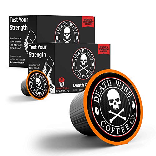 Death Wish Coffee Single Serve Pods Extra Kick of Caffeine Dark Roast Coffee Pods Made