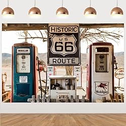 Vinyl Route 66 Birthday Party Photography Backdrop
