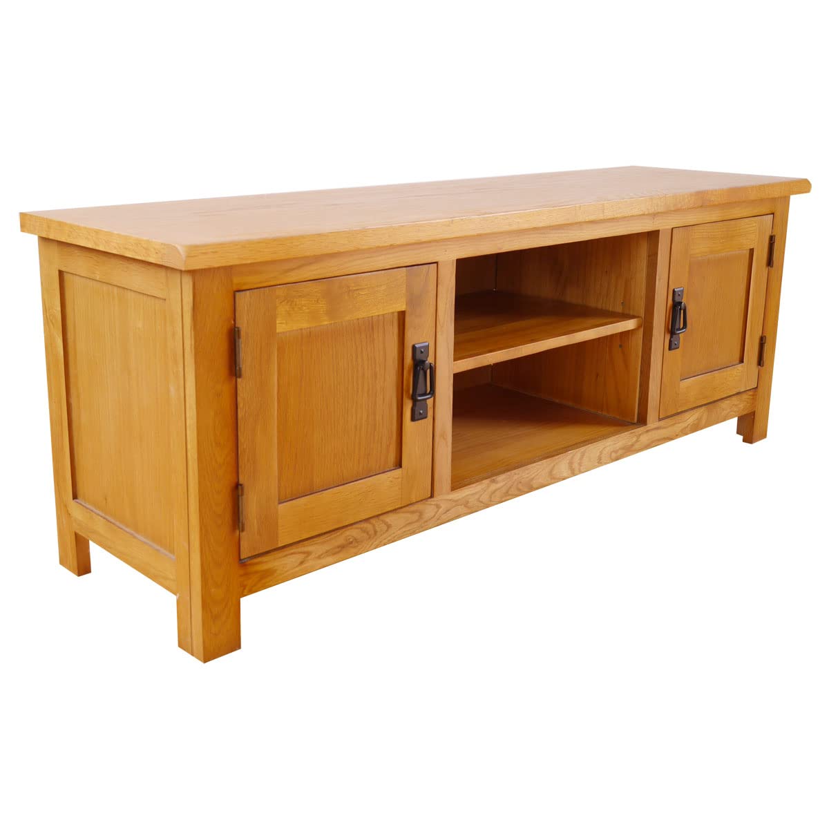 Aurotrice Living Rustic Solid Oak Large Wide TV Cabinet/Solid Oak Widescreen TV Unit/Chunky Living Room Furniture