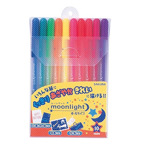 Sakura Crepas Gel Ballpoint Pen, Ballpoint Sign, Moonlight, 10 Colors, PGB10M