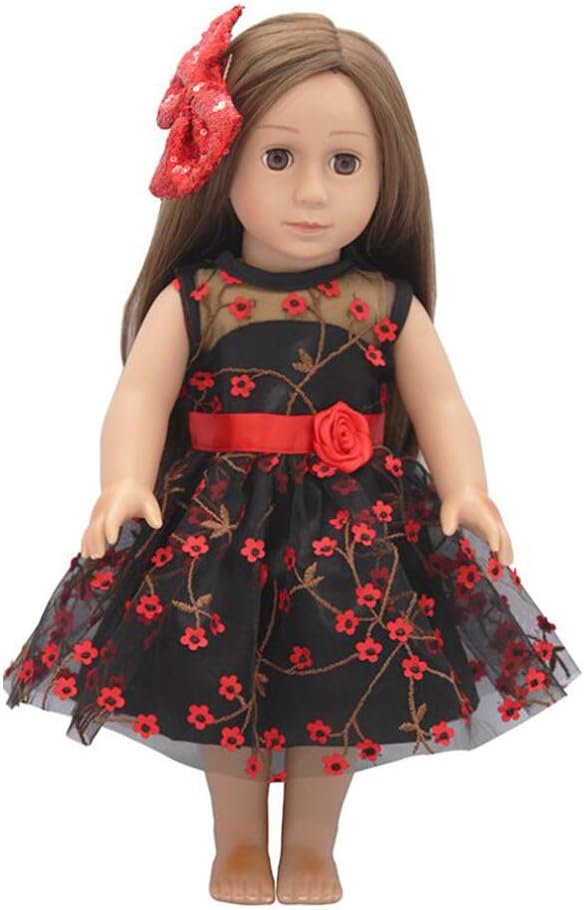 Snner 18 Zoll Schwarz Puppenkleidung Madchen Puppenkleidung Kleid Mit Haar Bander Fur Amerikanische 18 Zoll Puppenkleidung Zubehor 1set Bekleidung Schuhe Spielzeug