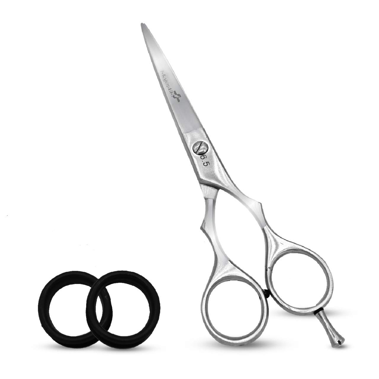Professional Hair Cutting 6.5" Barber Scissors Stainless Steel with Finger Rest Lightweight Razor Edge Salon Standard Haircut Shears Choice of Hairdressers by Majestik+