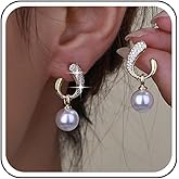 Aneneiceera Vintage Crystal Pearl Dangle Earrings Gold Rhinestone Pearl Earring Round Cz Wreath Crystal Earring Wedding Bead Drop Earrings Bridal Cz Earrings Jewelry for Women