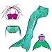Mayskey Girls Sparkle Mermaid Tail with Monofin Swimmable Tail Swimsuit 4PCS Sets