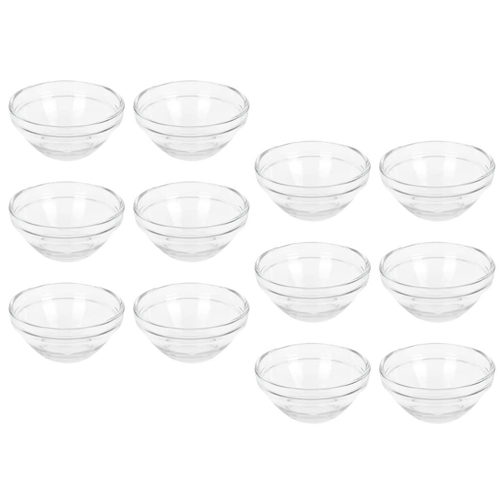 FRCOLOR 12Pcs Glass Facial Mask Bowls 2.4 Inch Clear Mixing Bowls for Essential Oils Spa Salon Home Use