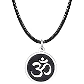 Stainless Steel Om Necklace for Men Women, gold plated/Silver/Black Yoga Charm Pendant Necklaces Aum Om Ohm Sanskrit Symbol Hindu Meditation Chain Necklace,Mens Womens Jewelry Gifts