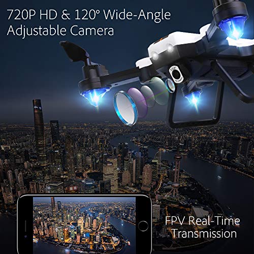 HAOXIN F22G FPV RC Quadcopter with Foldable Drone with HD Camera Optical Flow,720P 2MP Camera Long Range Outdoor Helicopter Easy to Fly Drone Route Planning, Long Life Battery for Adaults.