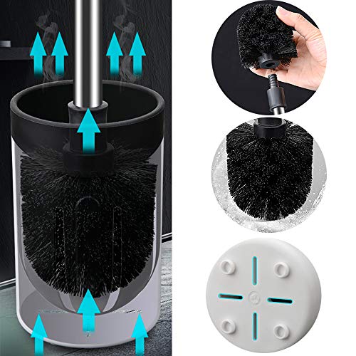 Glendan 2 Pack Toilet Brush and Holder Upgraded Modern Design with Kinsky Strong Bristles,Bathroom Toilet Bowl Brush Set,Toilet Cleaning Brush Kit (White)