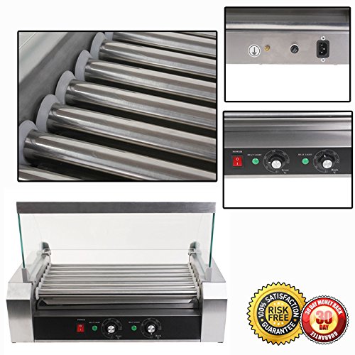 MTN Gearsmith New 18 Hot Dog Hotdog 7 Roller Grill Commercial Cooker Machine W/Cover
