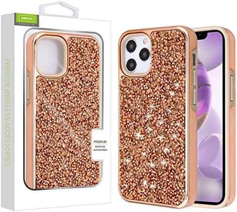 Amazon Com Airium Encrusted Rhinestones Hybrid Case For Apple Iphone 12 Pro Max 6 7 Electroplated Rose Gold Rose Gold