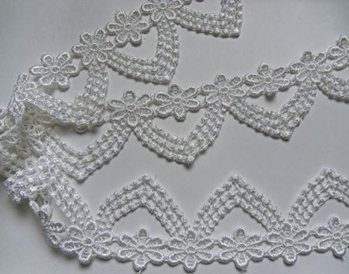 2" Wedding White Venise Floral Scallop Fringe Lace Trim 1 Yard