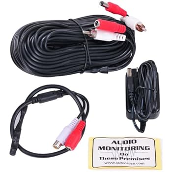 VideoSecu High Sensitive Preamp Microphone Audio Pickup Device Sound Voice Pickup Kit with 100 Feet Cable and Power Supply WUH