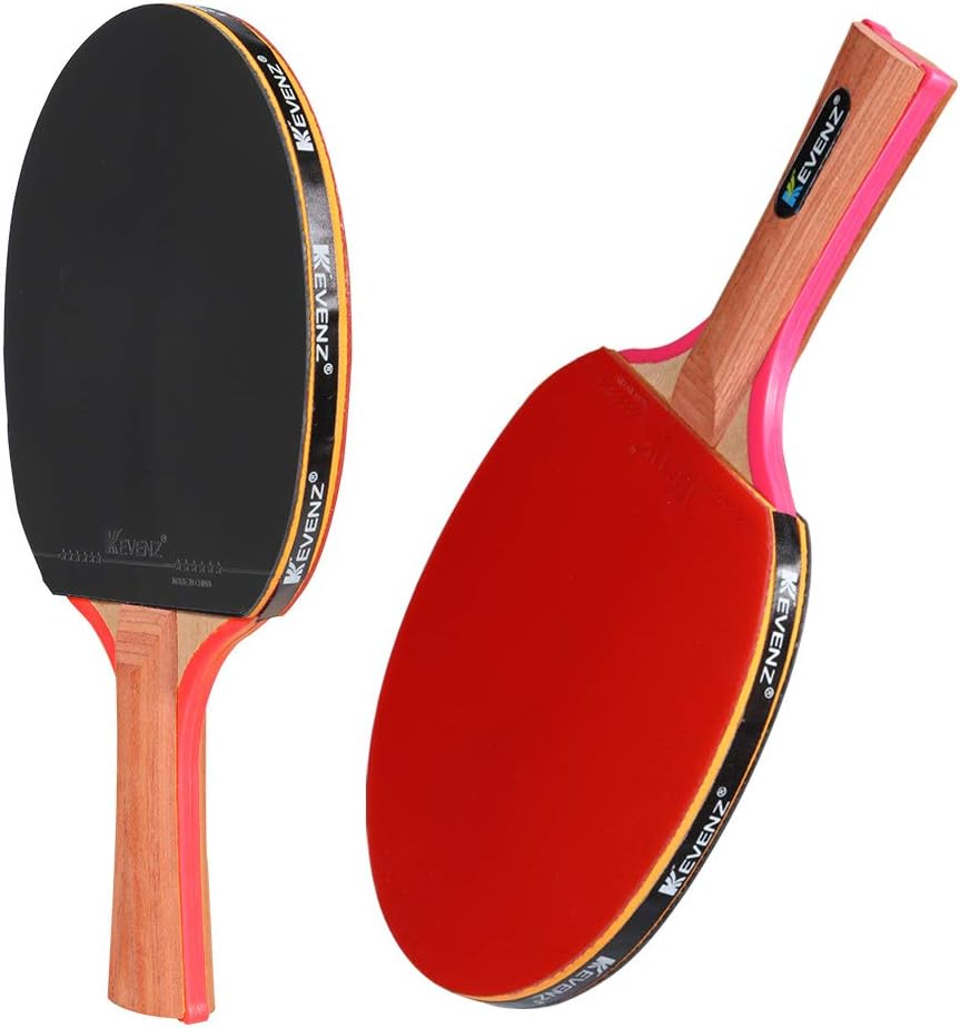 KEVENZ 2-Pack Patent Advanced Table Tennis Racket Come with Anti-Skid Handle, Wooden Blade Surrounded by Rubber (Patent Racket) : Sports & Outdoors