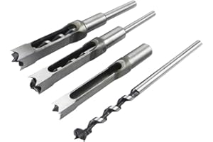 SYWAN 4pcs Woodworking Square Drill Bits Set, HSS Wood Mortising Chisel Countersink Bits Woodworker Hole Saw Power Tool Kits 1/2 1/4 5/16 3/8 Inch