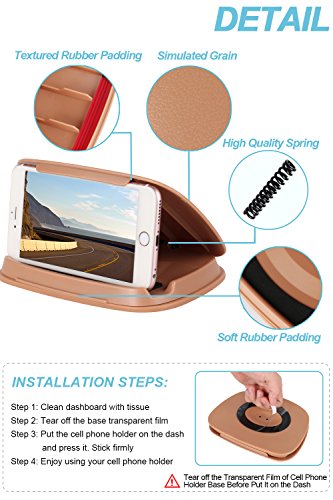 Bosynoy Phone Holder Car, GPS Holder Car Dashboard, Universal Car Phone Mount Compatible Smart Cell Phones -Brown - Thumbnail 4