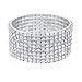 PPX 4 Pieces Rhinestone Stretch Bracelet Crystal Bracelet Silver Tennis Bracelet Wedding Jewelry for Women- with Transparent Storage Box