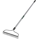 Truper Green Built 14-Tine Welded Bow Rake (Model 31389 / R-14AL-FP) | 54-Inch Heavy-Duty Fiberglass Handle with Comfort Grip, Manual Garden Soil Leveling and Yard Clean-Up Tool
