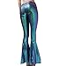 pinda Iridescent Mermaid High Waisted Wide Leg Yoga Bell Bottom Pants Leggings