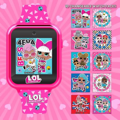 Accutime LOL Surprise Touchscreen Exclusive Pink Smartwatch for Kids – Engaging Educational Games, Step Counter, Camera, Alarm & More – Fun & Interactive Timepiece (LOL4264AZ)