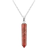 NJCRAFT Pencil Pendant Necklace for Women |Natural Healing Crystal Hexagonal Point Reiki Chakra Pendant 15-25 Carat | 8–14 mm Stone | Silver Plated Chain 16+2 Inch Adjustable