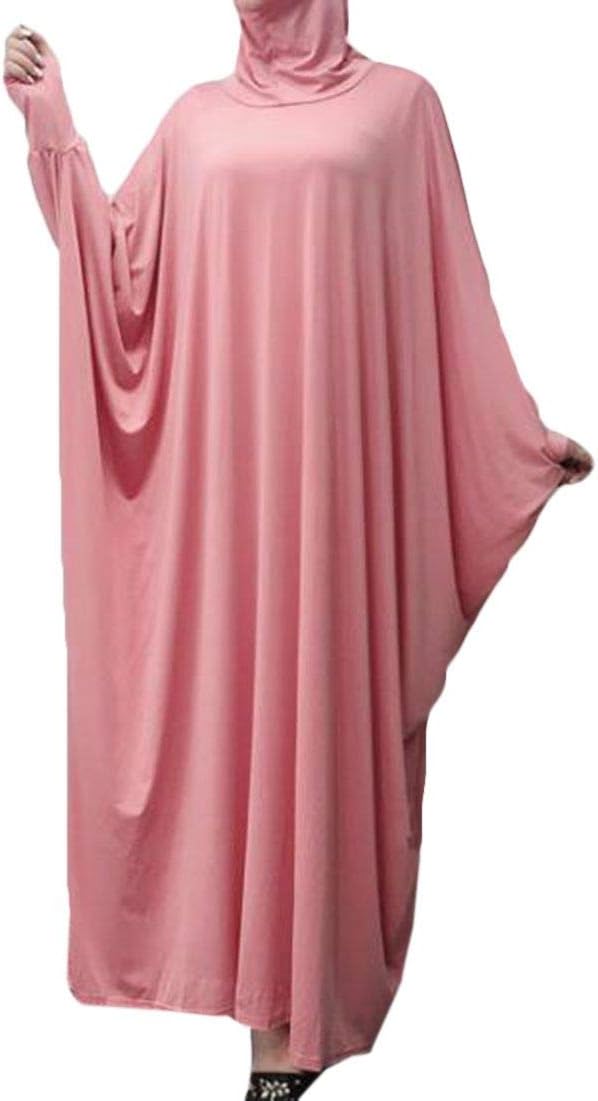 Spirio Womens Abaya Islamic One-Piece Batwing Sleeve Hijab Muslim Hajj Umrah Prayer Dress