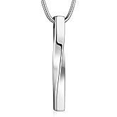 XIUDA Urn Necklace for Ashes Memorial Cremation Jewelry for Ashes Stainless Steel Bar Ashes Necklace Keepsake Urn Pendant for Women Men