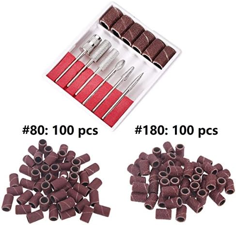 DiiDa Electric Nail Drill Carbide Bits and Sander Bands Set for Nail Filing Machine Manicure and Pedicure (6 bits+ 200 sander bands)
