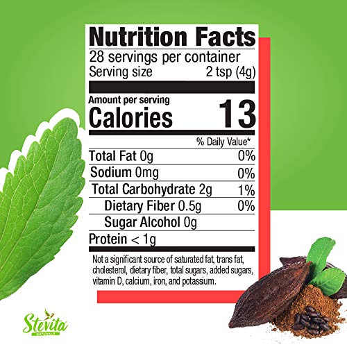 Stevita Cocoa Delight 4 oz Pouch Natural Cocoa Powder with Stevia For Hot Cocoa, Smoothies