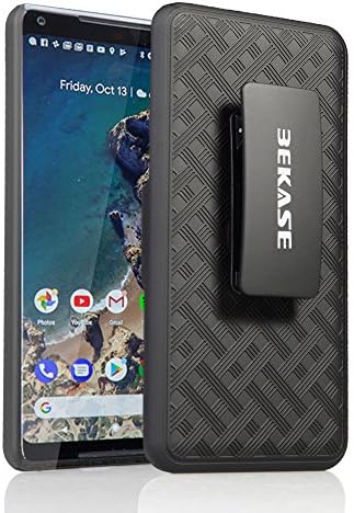 Google Pixel 2 XL Case, BEKASE (TM) Hard Shell Holster Combo Matte finish Protective Slim Case for Google Pixel 2 XL with KickStand &amp; Locking Belt Swivel Clip (Black)