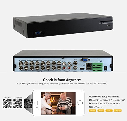GW Security 16 Channel 960H/CVI/AHD/TVI/IP 5-In-1 1080P Standalone DVR CCTV with Motion Detection 16CH Digital Video Recorder System For Analog IP AHD TVI CVI Security Camera (Pre-installed 3TB HDD)