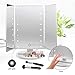 Thomtery Makeup Vanity Mirror - Trifold Lighted Vanity Mirror Portable Travel Cosmetic Mirror Battery Electric Usb Chargeable Magnifying Makeup Mirror with LED Lights (21 LED, White)