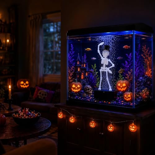 Dancing Skeleton Aquarium Bubbler , Fish Tank Decor (Clear Glitter, 5.9 in) at Amazon