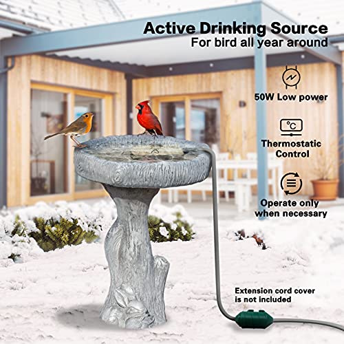 GESAIL Bird Bath Heater, Built in Thermostat Safety Durable 50W Bird