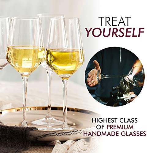 White Wine Glasses Hand Blown Crystal Wine Glasses Set of 2 Long