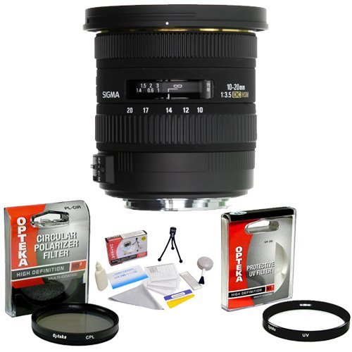 Sigma 10-20mm f/3.5 EX DC HSM ELD SLD Aspherical Super Wide Angle Lens for Pentax + Opteka UV Filter + Opteka CPL Filter + Opteka 5 Piece Cleaning Kit