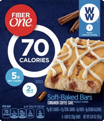FIBER ONE 70 CALORIE SOFT-BAKED BARS, CINNAMON COFFEE CAKE, 6 BARS, 5.34 OZ