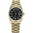 Rolex 18238 36mm DayDate President 18k Yellow Gold Watch Black Tapestry Dial (Certified Pre-Owned)