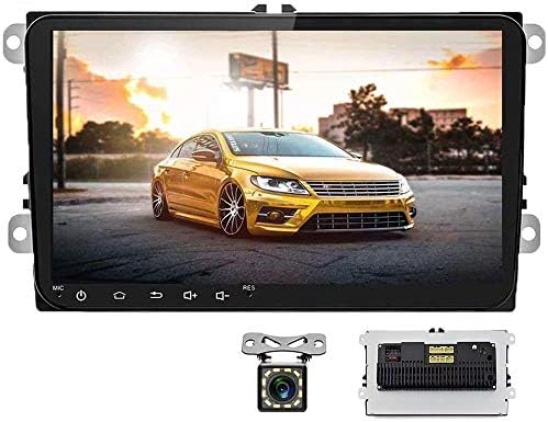 Camecho Android Car Stereo 9 Inch Double Din Car Radio for VW Passat Skoda Golf Jetta EOS Polo Tiguan Touran Seat Sharan in-Dash Head Unit Touch Screen with Bluetooth/GPS/WiFi/USB+ Rear View Camera