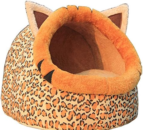 Yicat Super Warm Funny Animal Design VIP Teddy Puppy Fawn Chihuahua Small Dog Nest Bed House Cat litter kennel Full Washable, 12 Kinds of Design (M:424130cm, 002: Cheetah)