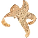 Blue Drop Arm Cuff for Women Starfish Shell Bracelet Gold Plated Cuff Bangle Adjustable Arm Jewelry Holiday Beach Accessories Jewelry