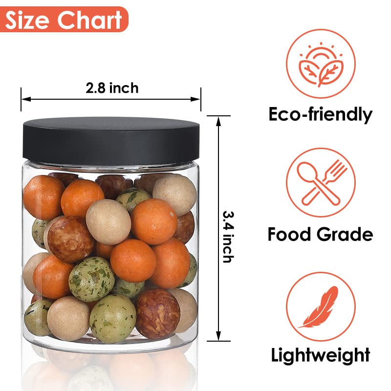 48pcs 8 oz Plastic Containers with Lids Labels Leak Proof BPA Free Airtight Refillable Clear Small Containers Storage Jars for Storing Dry Food Slime Honey Jam